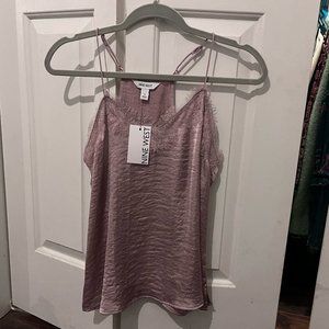NWT Nine West pink lace trim silky cami top
